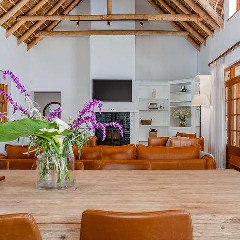 Dining table and living room