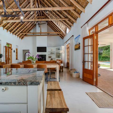 Open-plan kitchen, dining and living area