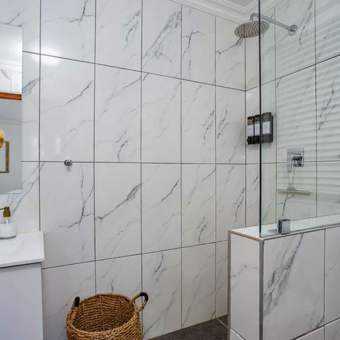 Marble walk-in shower