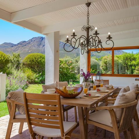 Terrace dining with mountain views